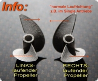 Propeller JR C-Serie DD 76 mm links mit 6,3 mm Wellenschaft