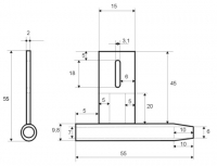 Wellenhalter BO kurz  5/7 kurze Version / einteilig / inkl. 5 mm Teflonlager ( 2 x)