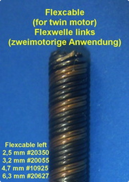 Ersatzflexwelle 3,2li. mit 5mm Welle und 4,7 DD Flexwelle in linkslaufend.